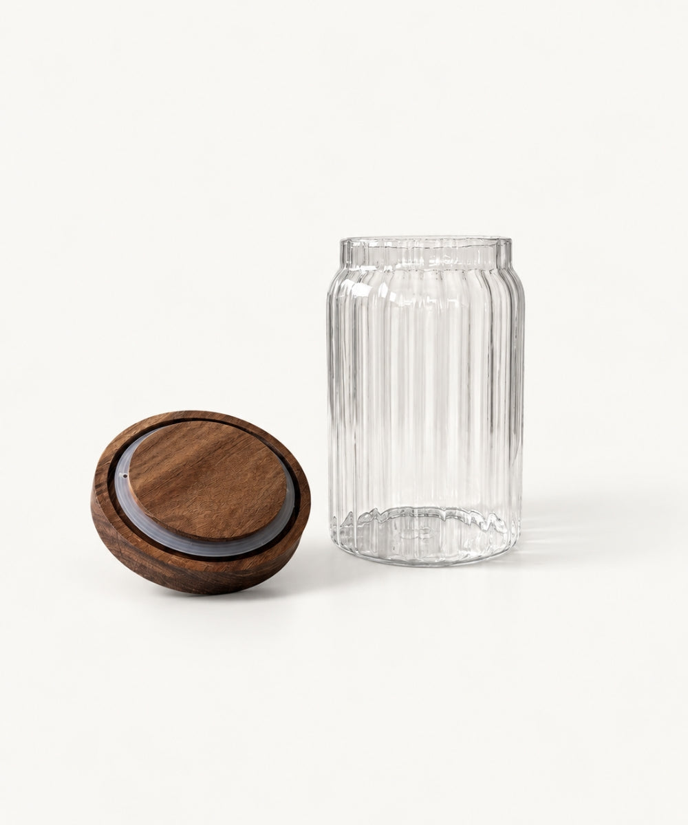 Vorratsgläser Stripe Akaziendeckel 850 ml