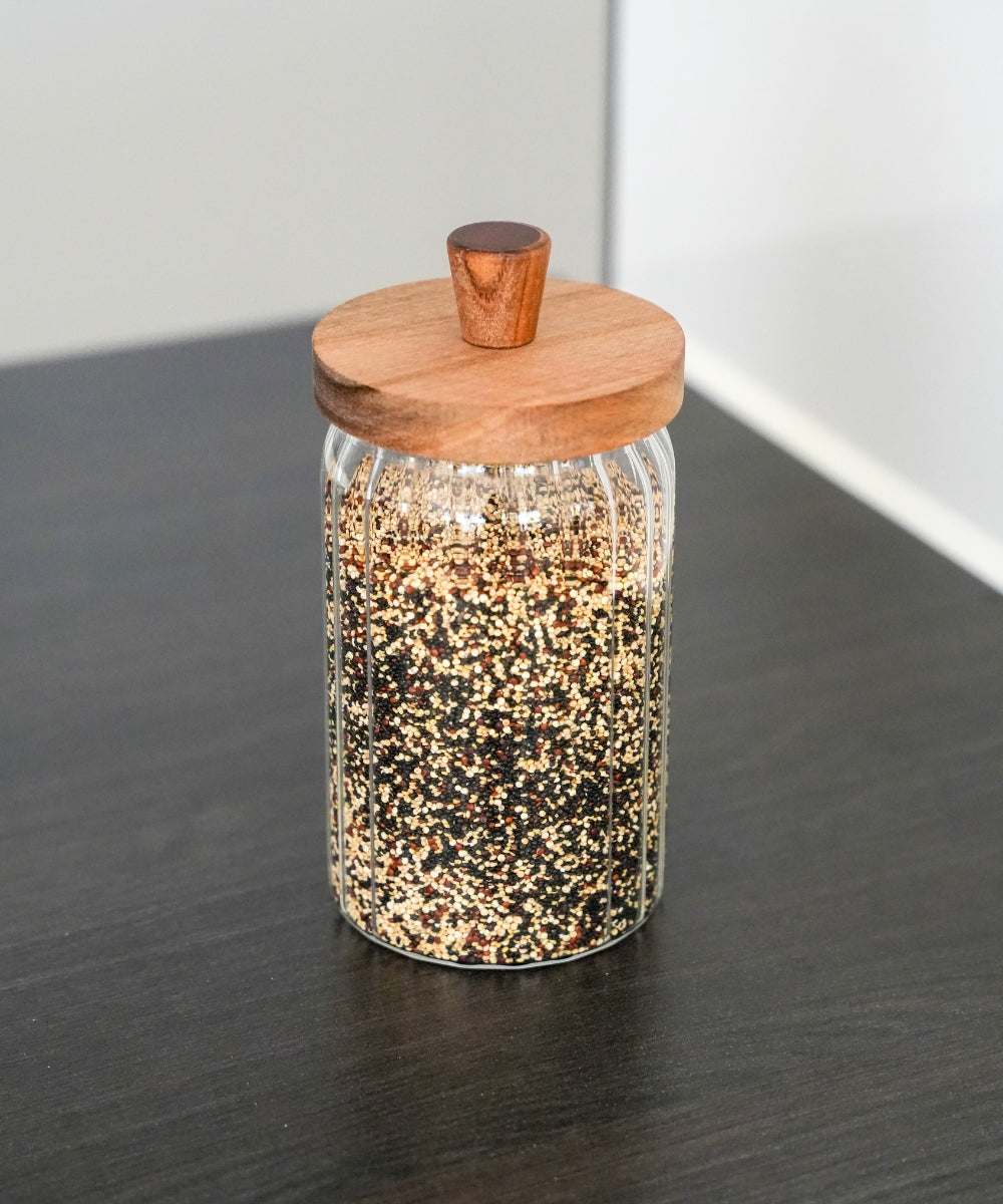 Vorratsgläser Stripe Akaziendeckel 850 ml