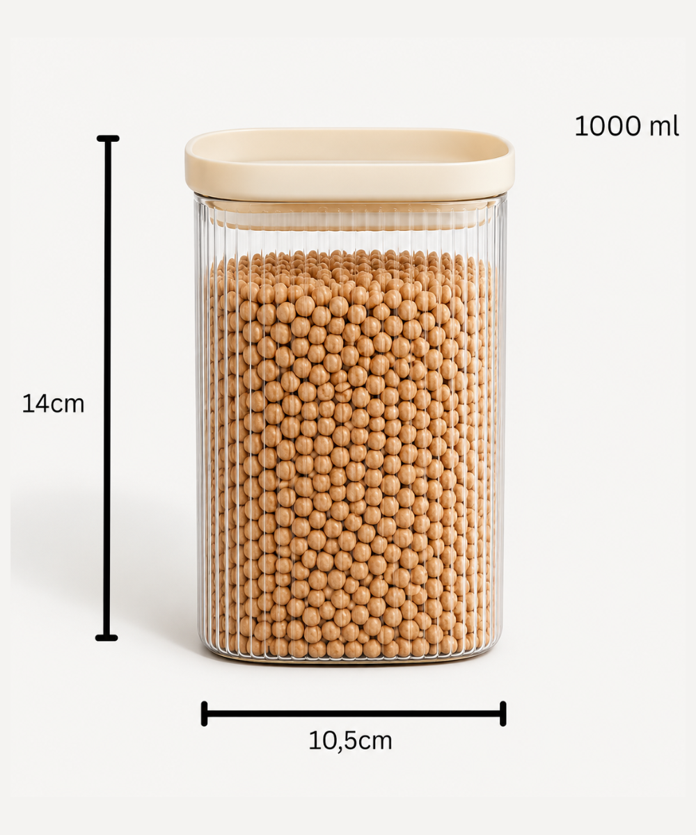 Vorratsglas Beige Kare Stripe 1000 ml