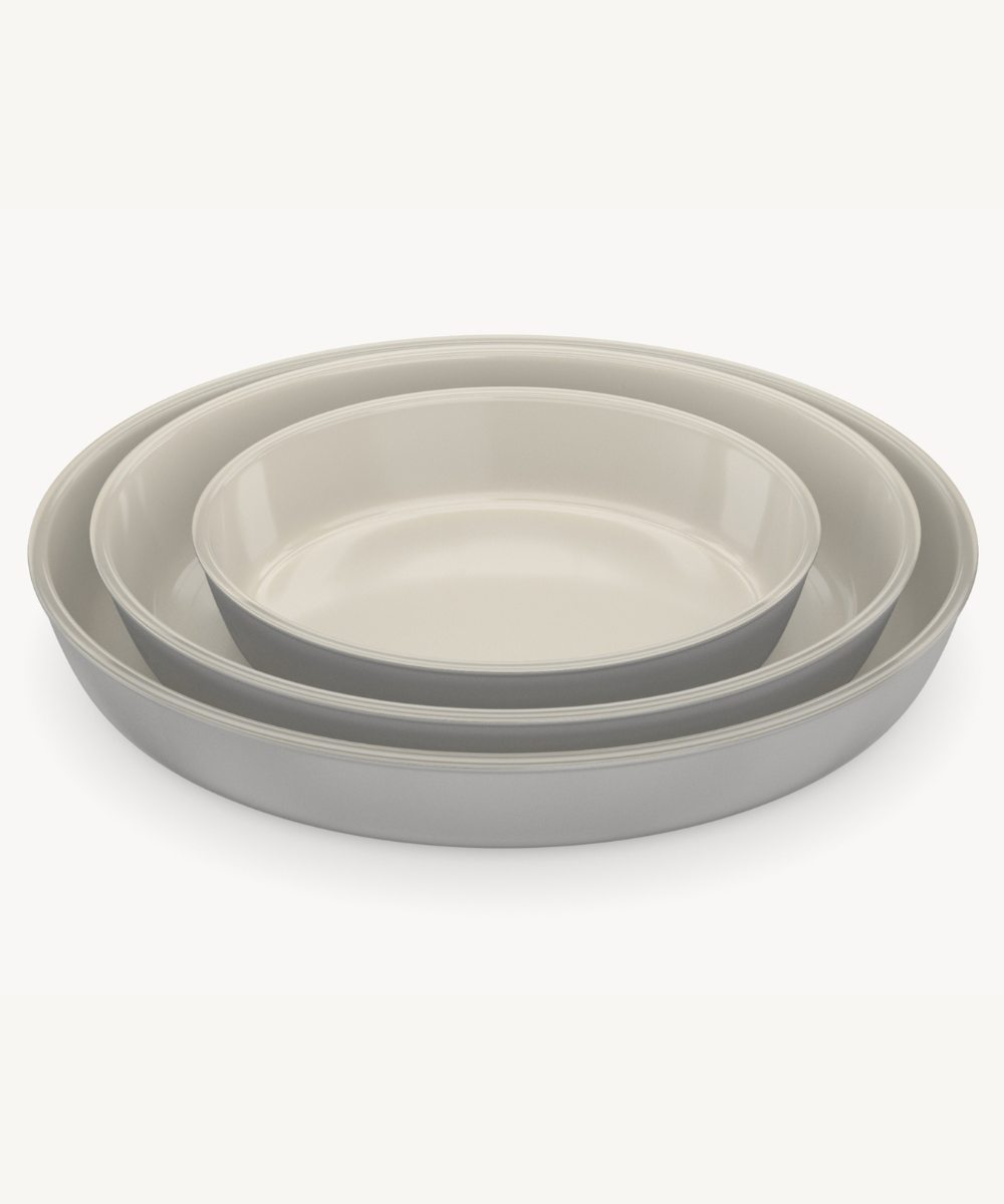 Auflaufform aus Glas Grau / Beige 3 Tlg Set Oval