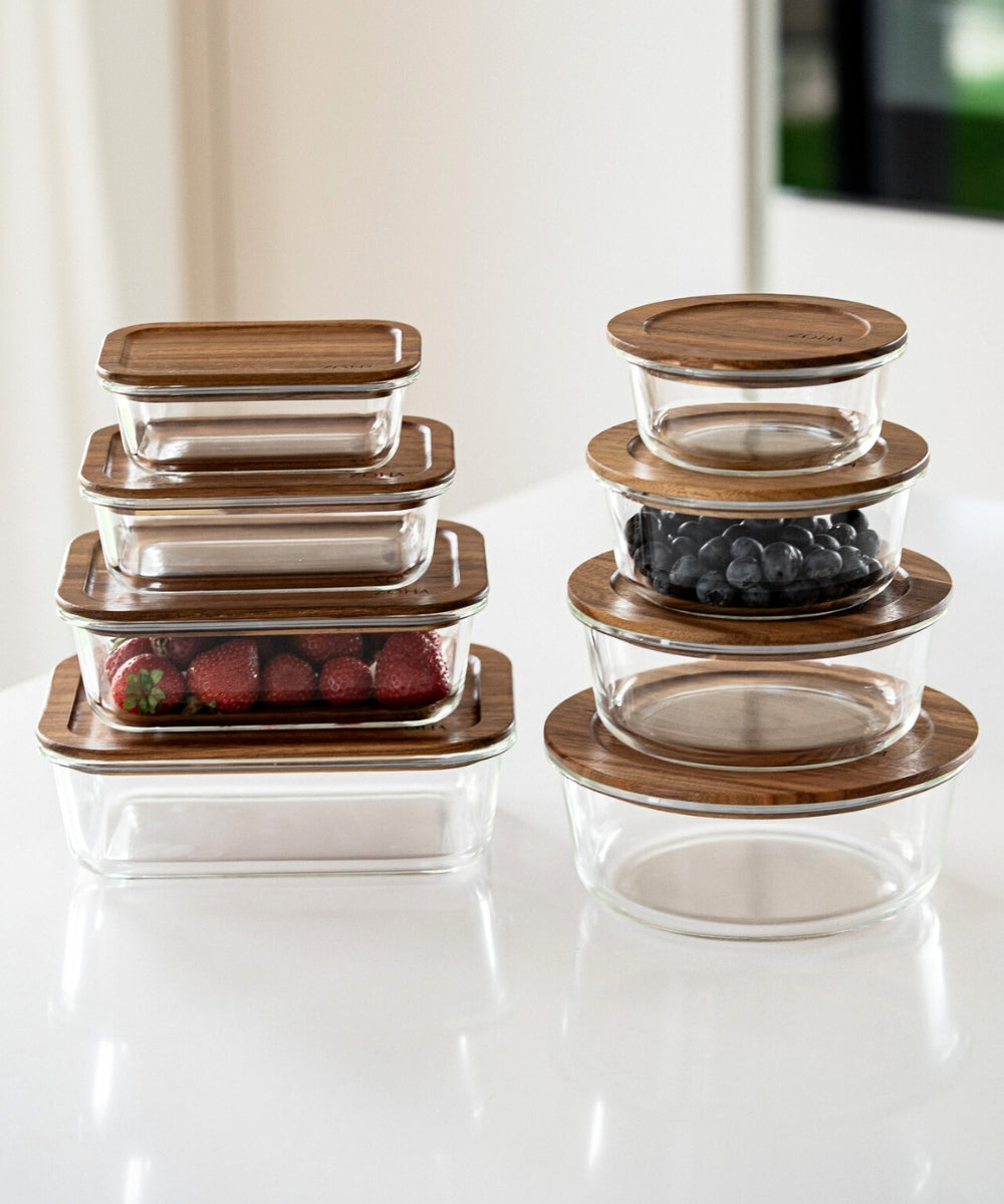 Komplettes Küchen- und Geschirr-Set - Akazie