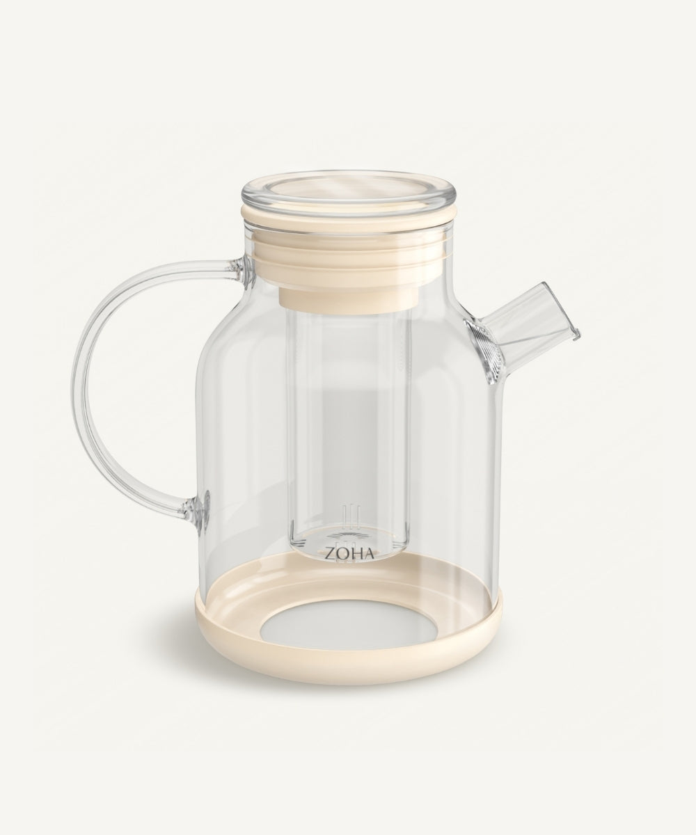 Teekanne aus Glas 1.5L Beige