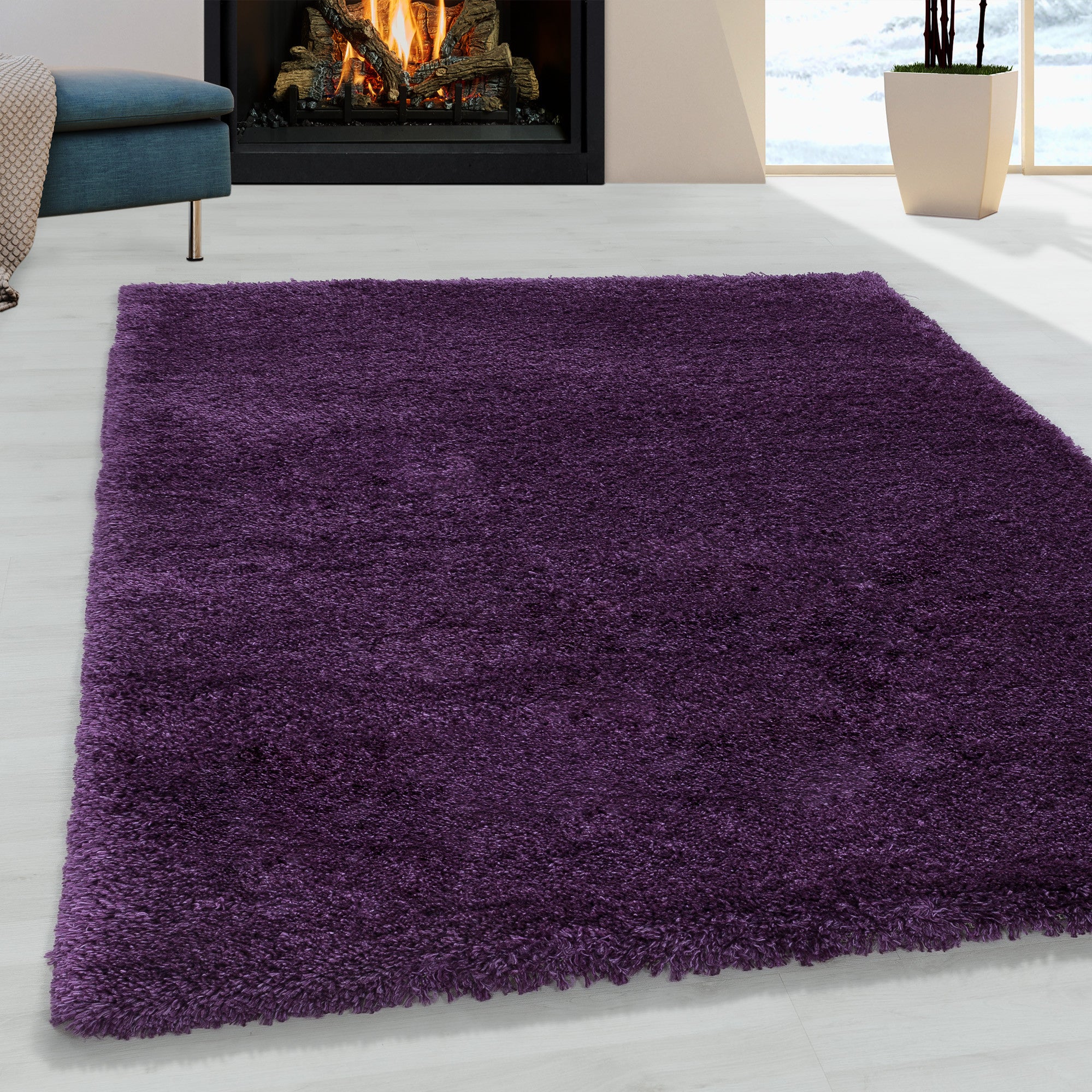 Fluffy Hochflor Teppich Violett