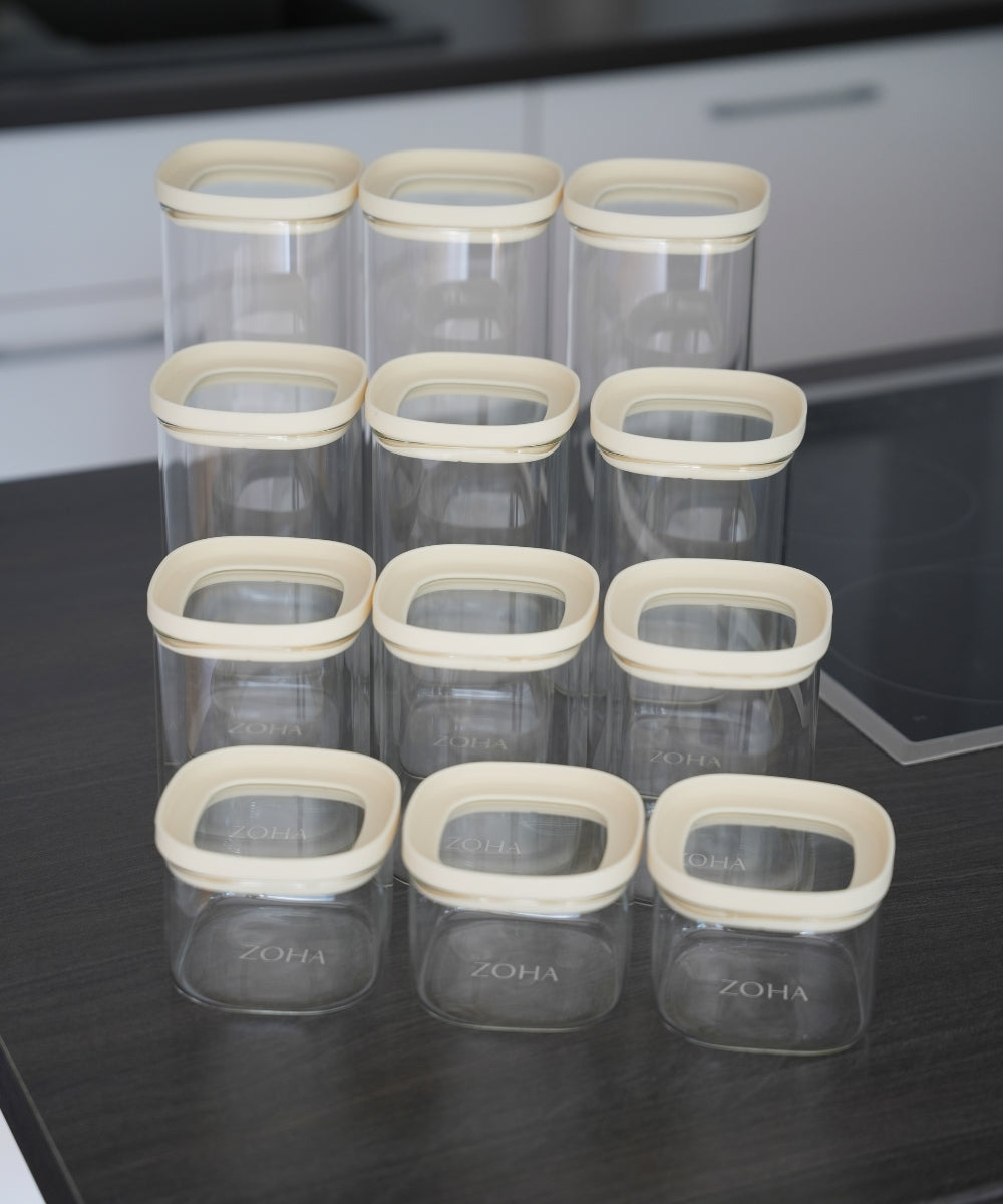 Vorratsglas Beige Kare 1000 ml