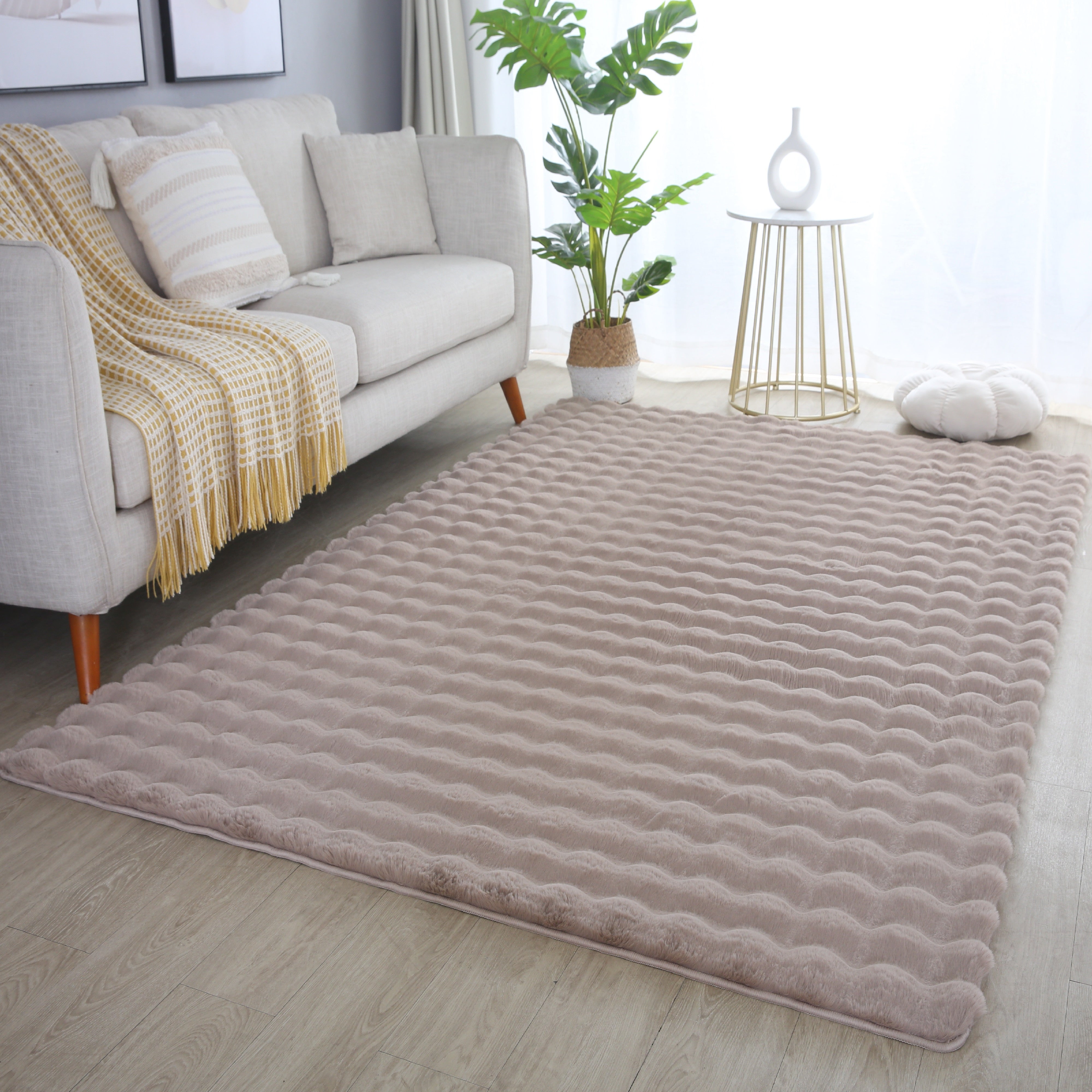 Ambiance Hochflor Teppich Beige