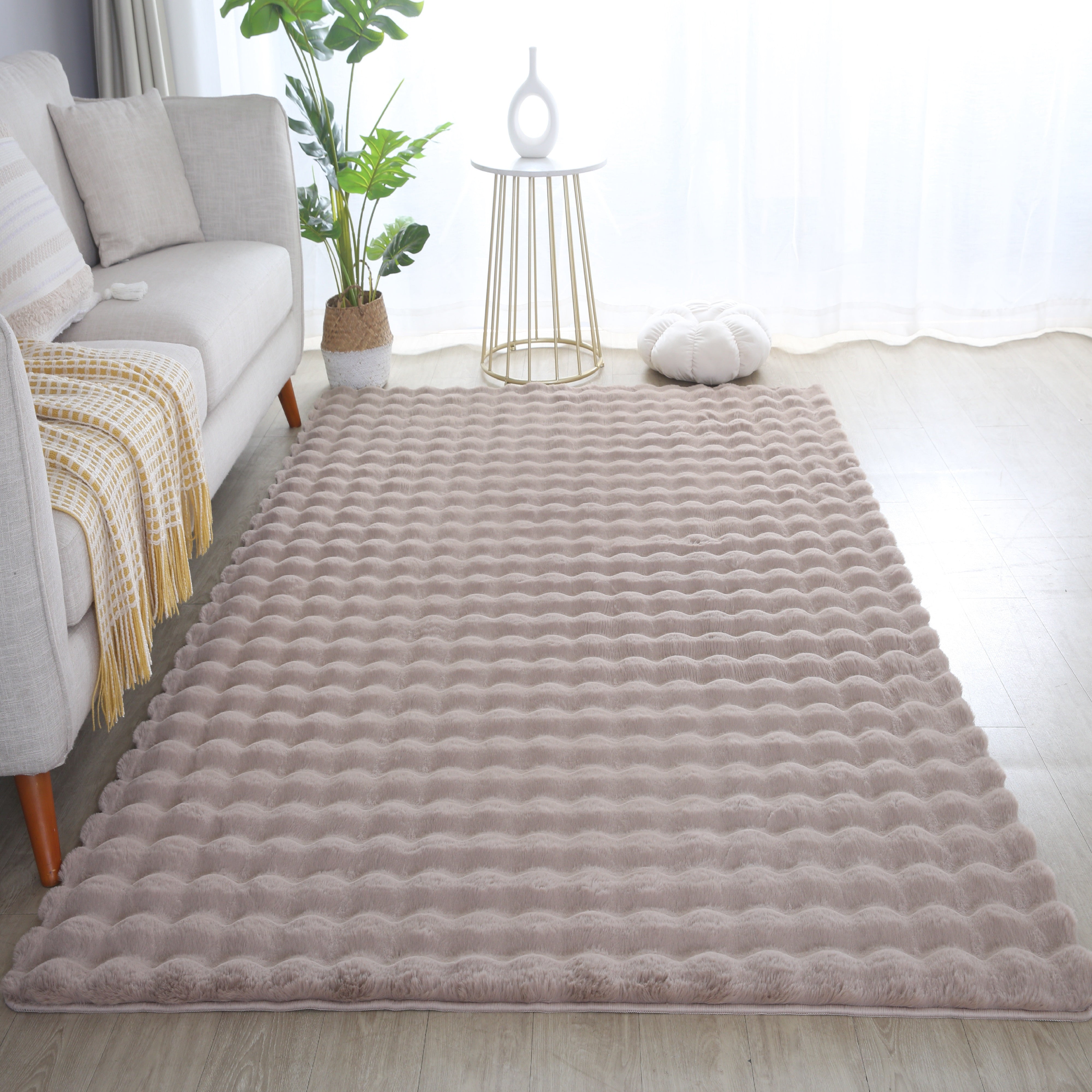 Ambiance Hochflor Teppich Beige