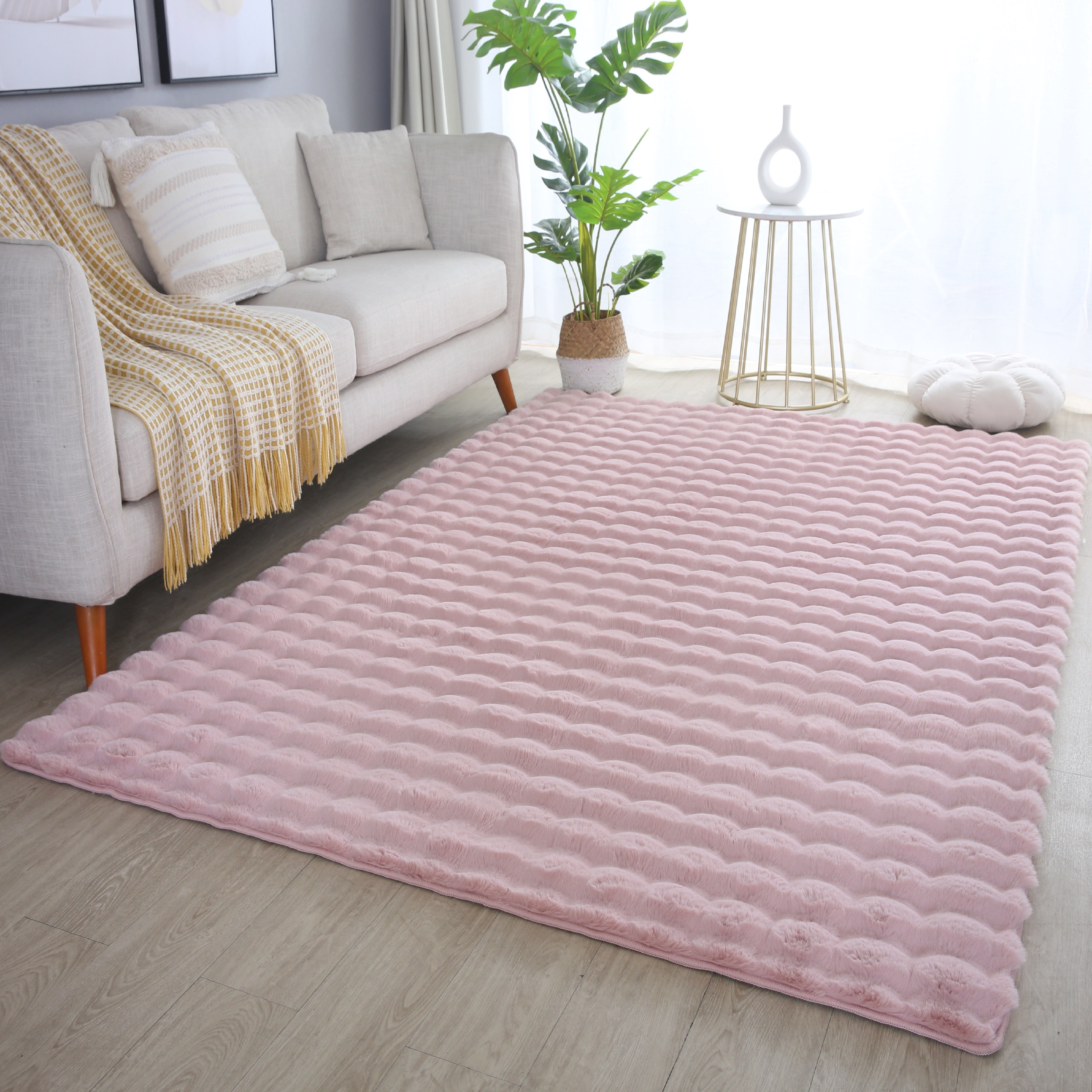 Ambiance Hochflor Teppich Rose