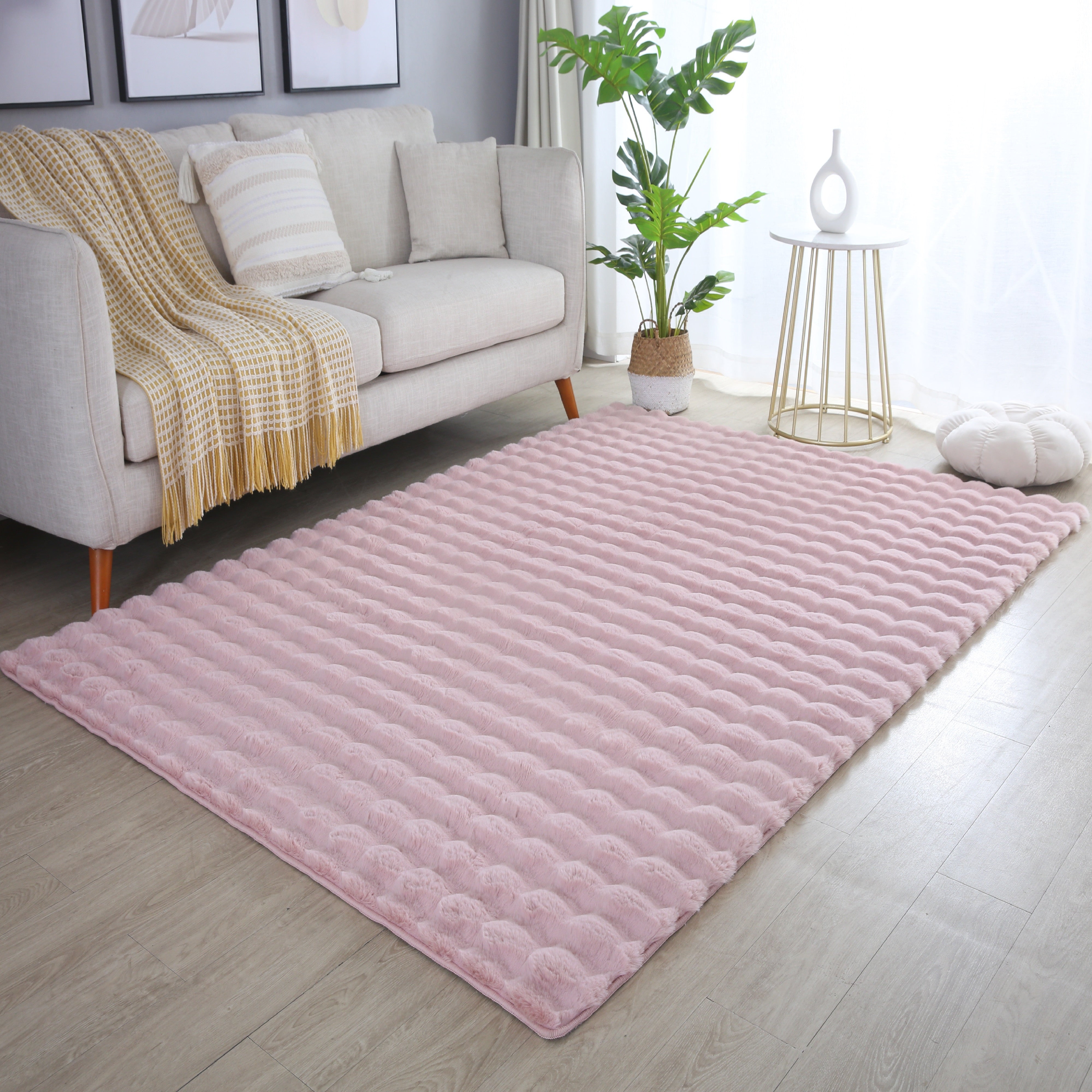 Ambiance Hochflor Teppich Rose