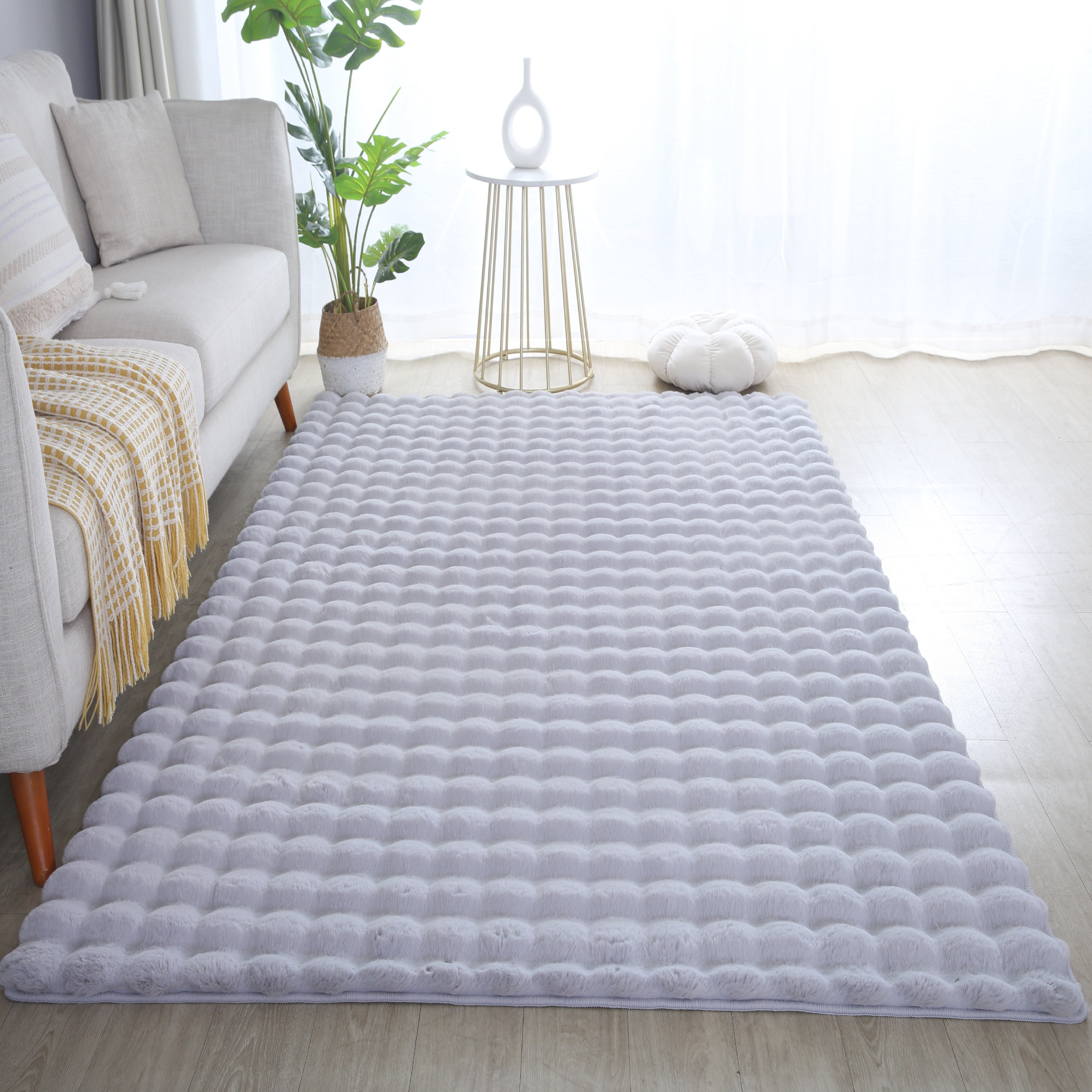 Ambiance Hochflor Teppich Silber