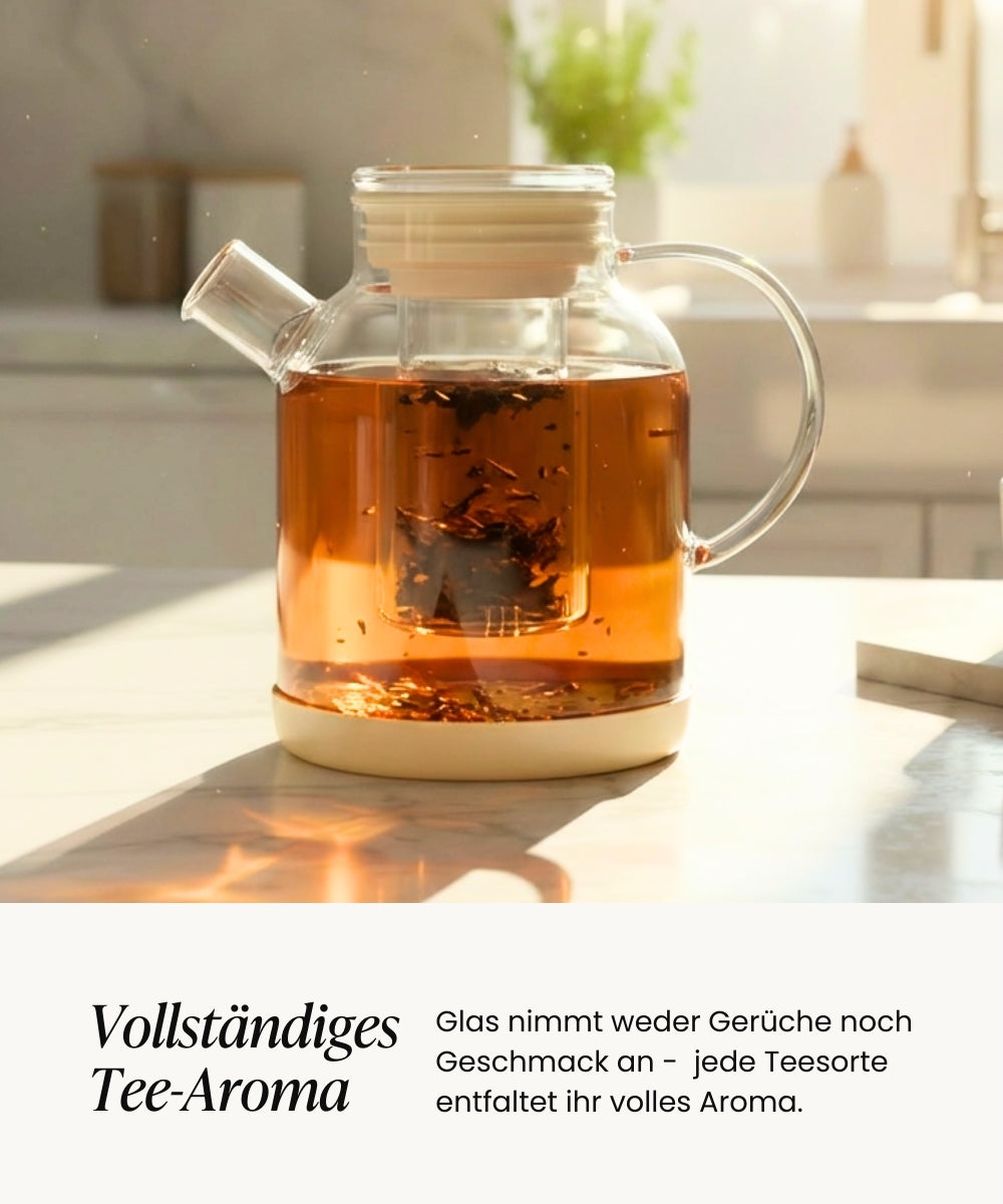 Teekanne aus Glas 1.5L Beige