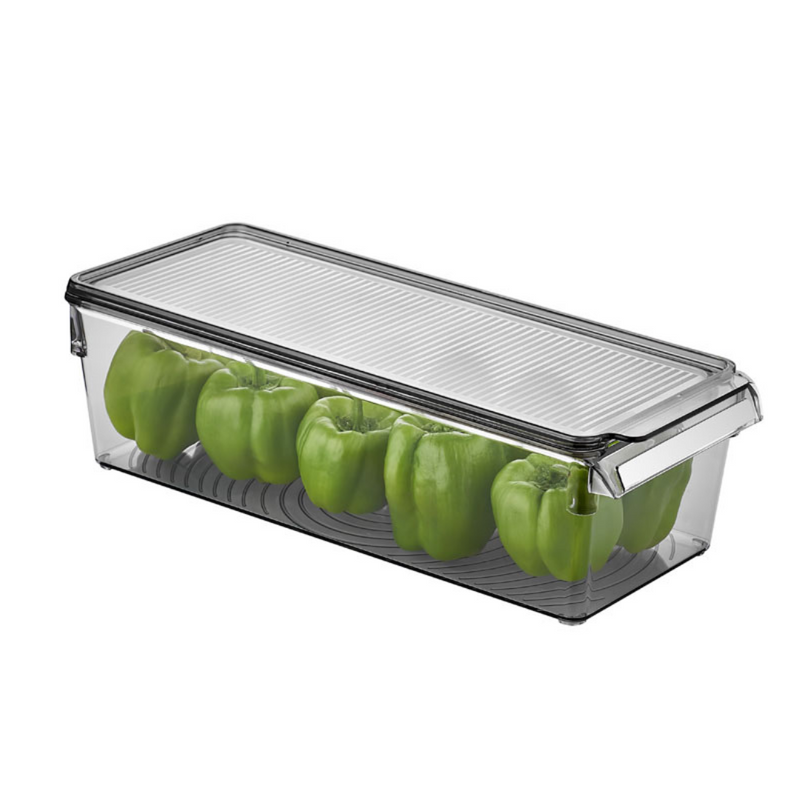 Schrank Organizer Set mit Deckel - 4L, 5L und Eierbox in transparentem Grau