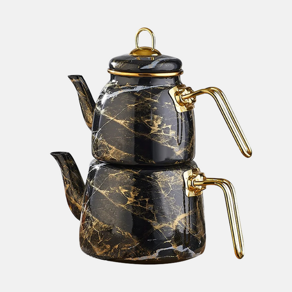 Elite Class Teekanne Marmor Gold Schwarz