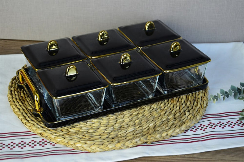 Maia Glas / Porzellan Frühstücksset 13-tlg. Schwarz