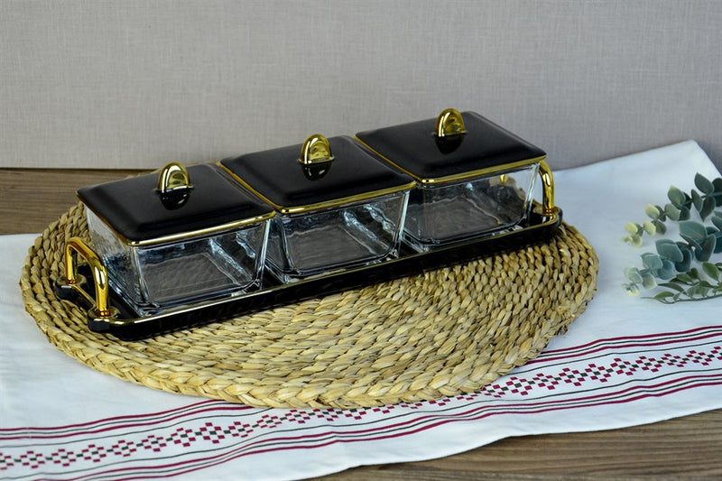 Maia Glas / Porzellan Frühstücksset 7-tlg. Schwarz
