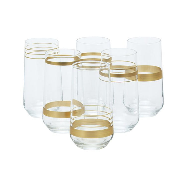 Lines Longdrinkgläser Set Gold 6 Tlg